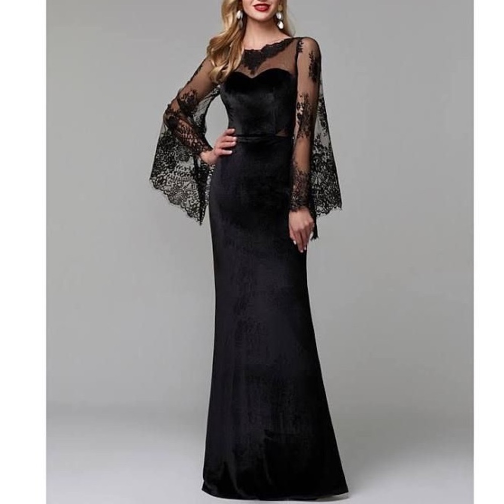 Elegant classy luxurious Black Lace Evening Gown formal lace dress - Picture 10 of 15
